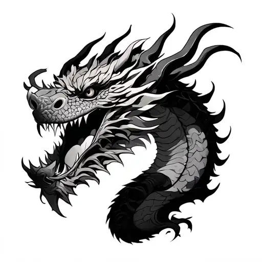 Dragon Wrapped Around Oni Mask