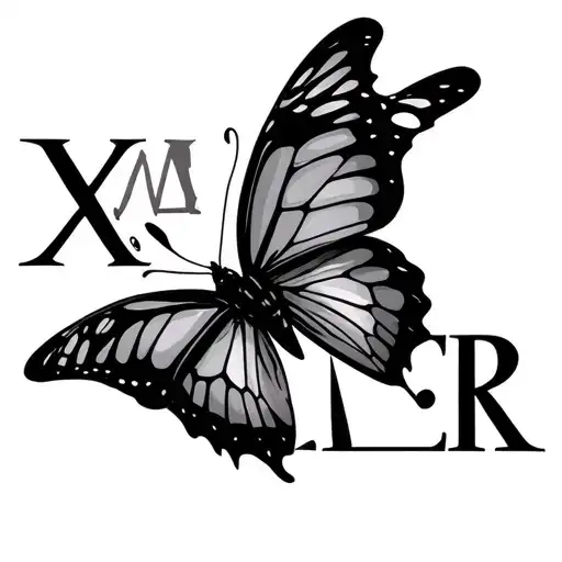The Name Xavier With A Butterfly Emerging