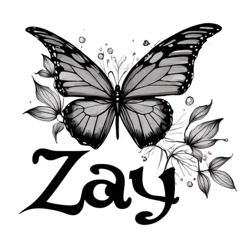The Name Zay With A Butterfly Emerging Representing Imagination