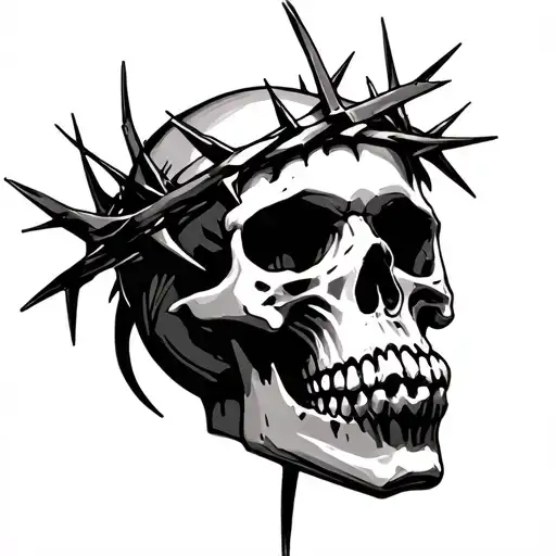 Skull With Crown Of Thorns
