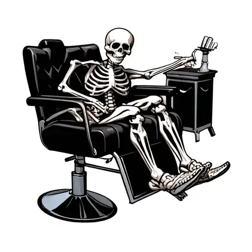 Skeleton In A Barber Chair