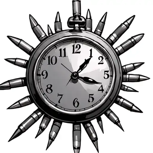 Clock And Bullets Laying