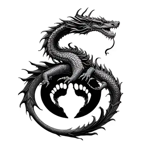 Dragon Circle With Baby Foot Print I The Middle