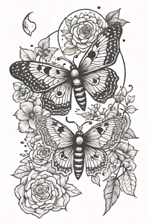 Floral Moth Mystic Moon Phases