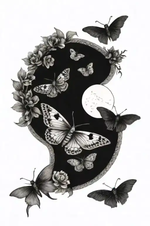 Floral One Moth Mystic Moon Phases