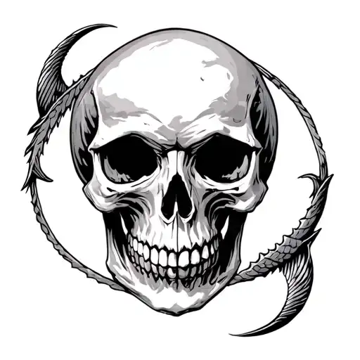 Skull With Ancient Pisces Symbol
