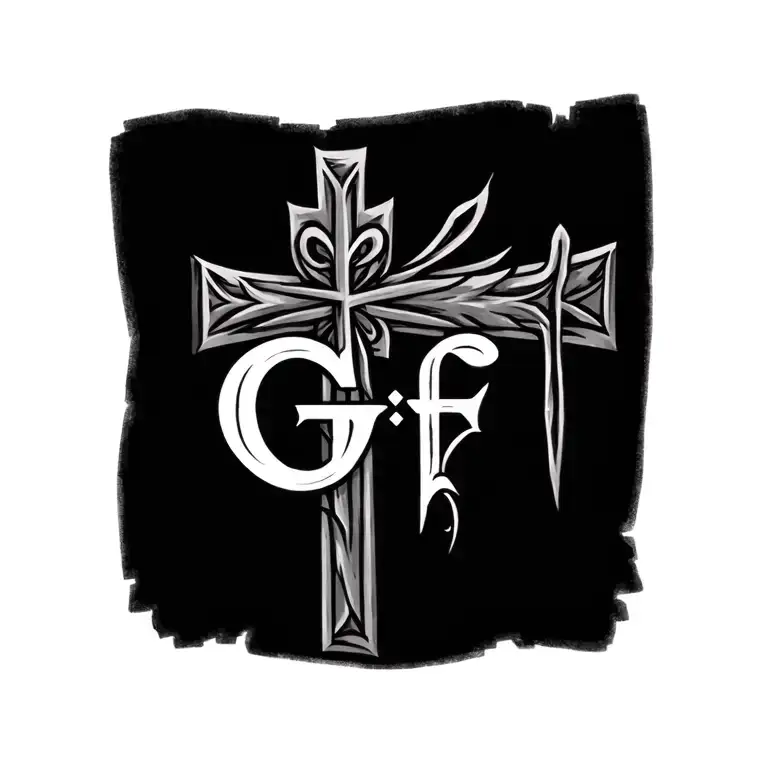 A Cross On A Wrist With The Initials G And F Under It In A Heart