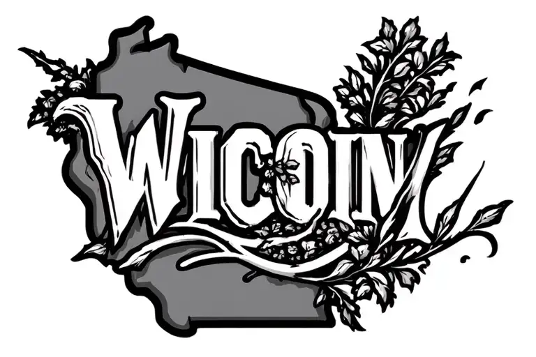 Wisconsin Word Outline Tattoo Design