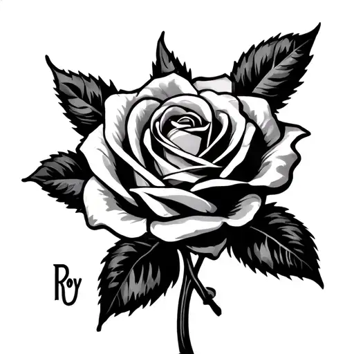 The Name Roy With A Rose In The Behind It