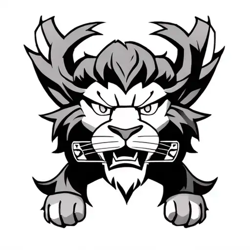 Lion With The 4 Star Dragonball In Its Mouth