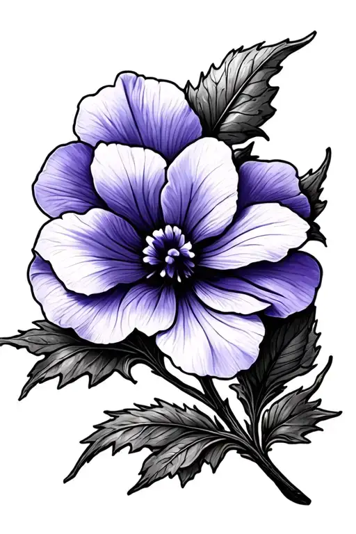 Single Violet Flower With Stem Made From Roman Numerals