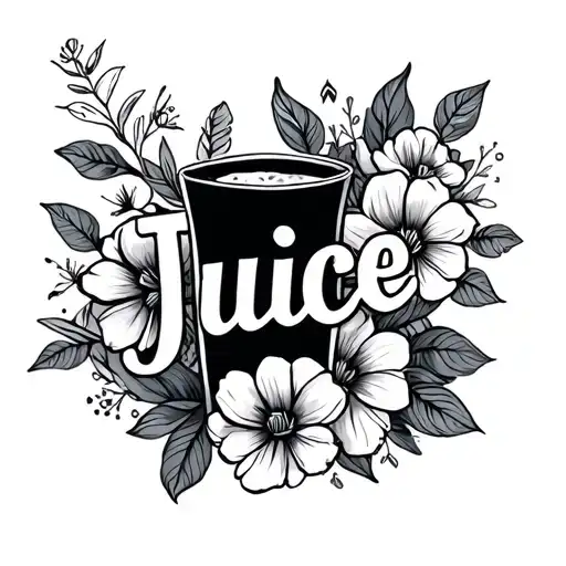 The Name Juice With Designs And Flowers