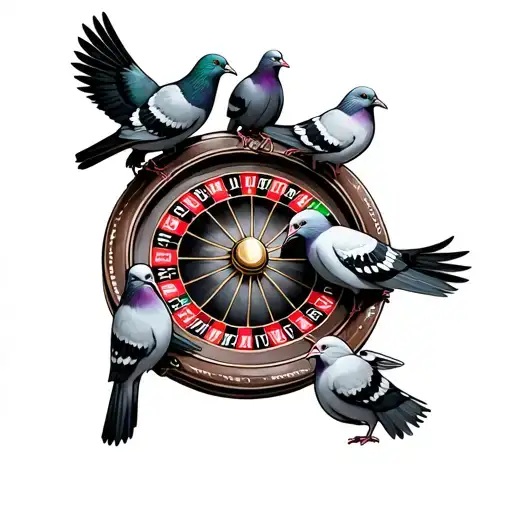 Roulette Wheel And Pigeons Relaxing