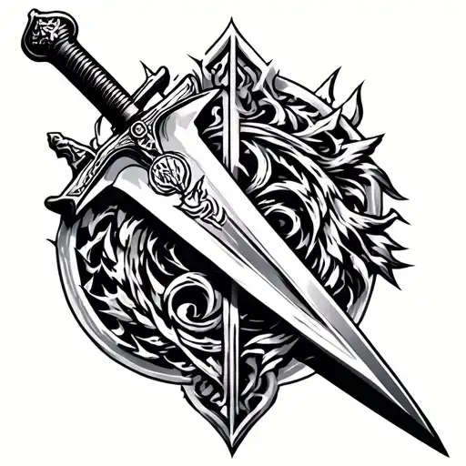 Buster Sword From Final Fantasy With Jgp On It Vertically