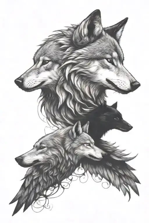 Wolf And Crow Perched On Top