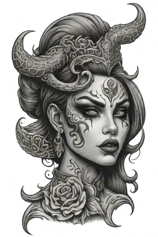 Lady Demon Face One Eye