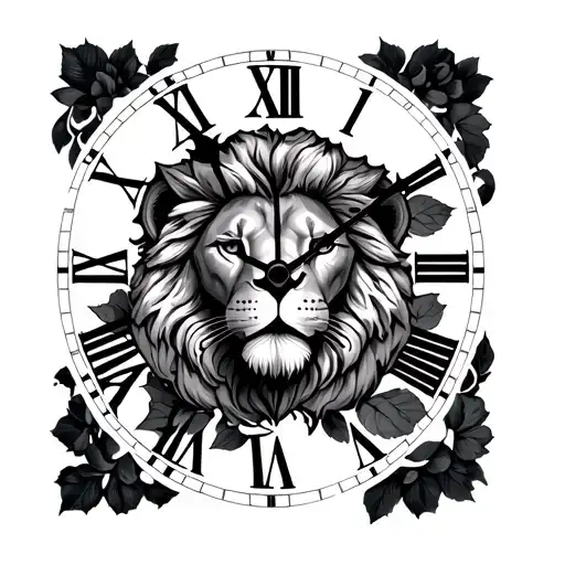 Clock Lion Rose