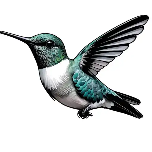 Hummingbird Perched With 1 Beak Open