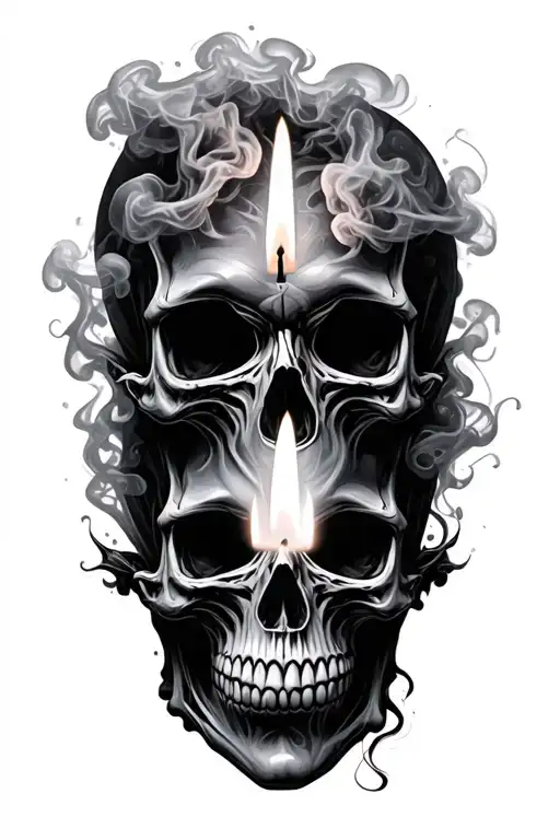 Skulls Surrounded Smoke Candles Skulls