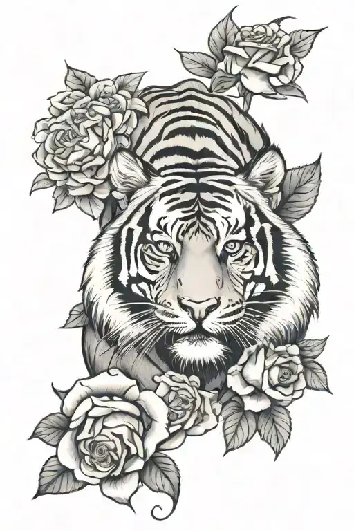 Tiger And Roses