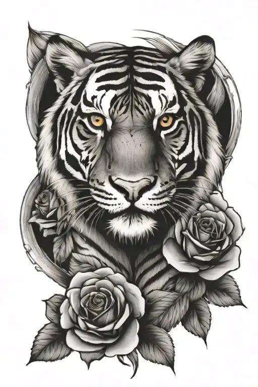 Tiger Face And Roses Growing