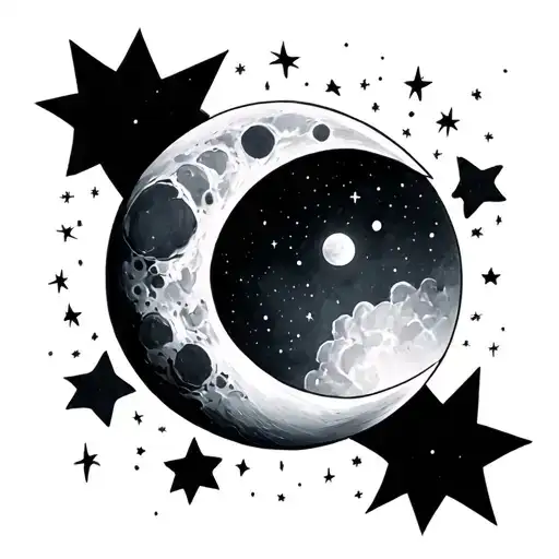 Moon And Stars Forming The Shape