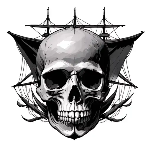 Skull Morphed Into Ship Sailing