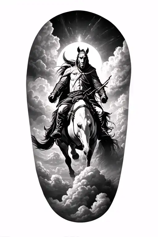Horseman Of The Apocalypse Coming On The Clouds