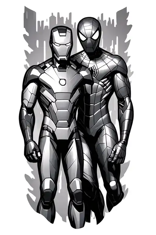 Iron Man And Spider Man Standing Side By Side
