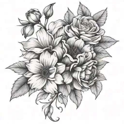 Birth Month Flower Bouquet Tied