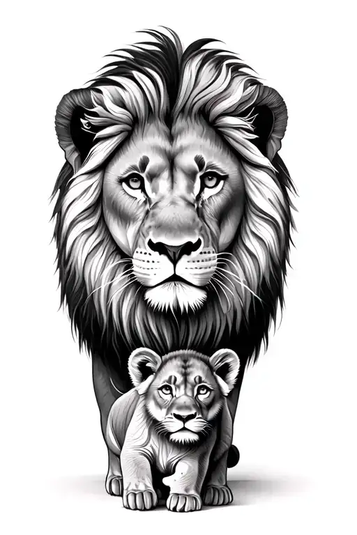 Lion And Two Cubs