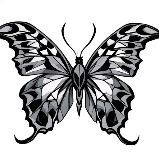Geometric Butterfly With Taurus Symbol Incorporated