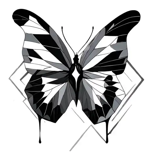 Geometric Butterfly With Taurus Symbol Incorporated Lines