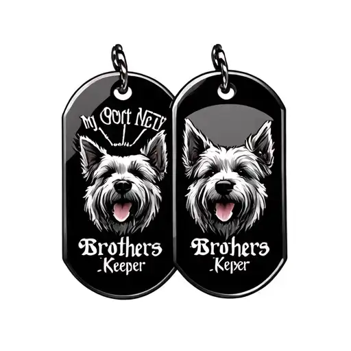 Dog Tags My Brothers Keeper Tattoo Black
