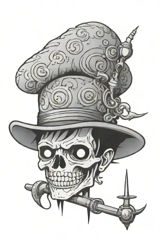 Luffy Hat With Libra Zodiac Sign Minimal Line Art