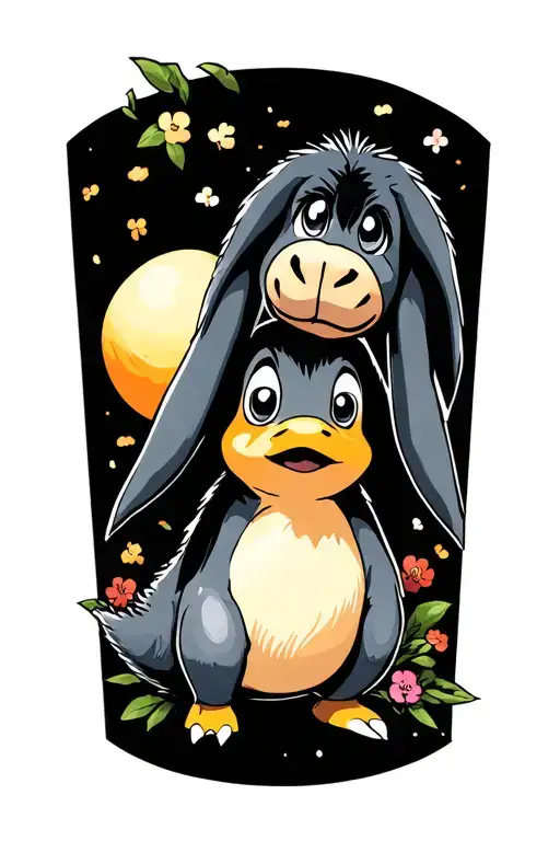 Psyduck And Eeyore Covering Sadness