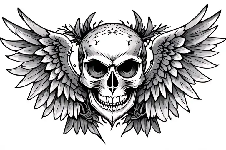 Chest Tattoo Skull With Owl Wings