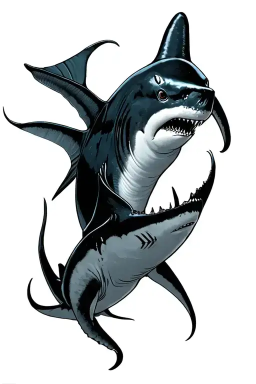 Manta And Hammerheadshark