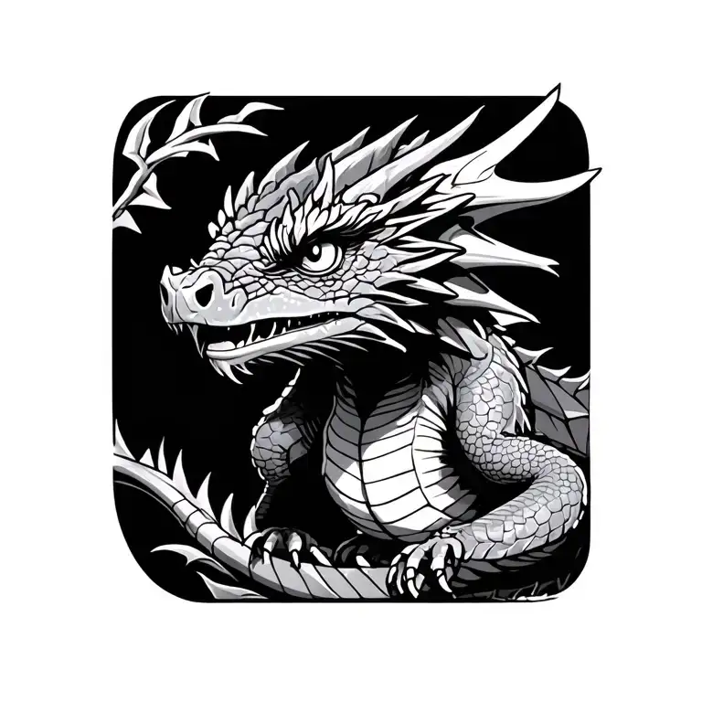 Fierce Baby Dragon Perched