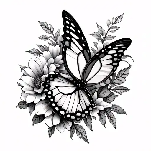 Butterfly And Flowers