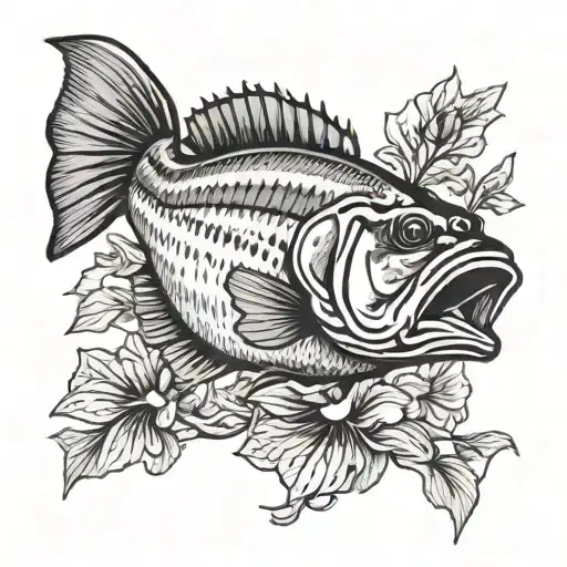 Etching Style Bass Fish