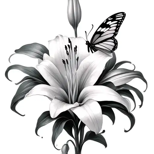 Stargazer Lily With Butterfly
