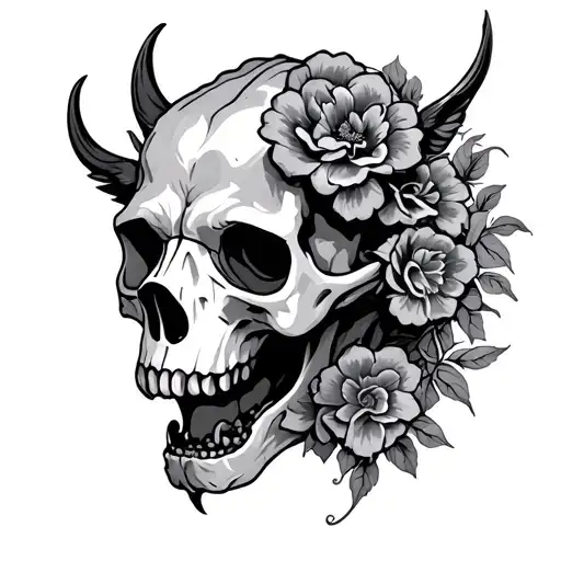 Floral Cerberus Skull