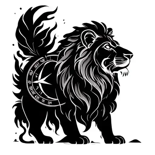 Lion Compass Background Black