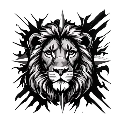 Lion Face Compass Background Black Grey