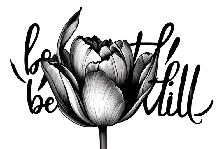 Tulip With Be Still Words Written