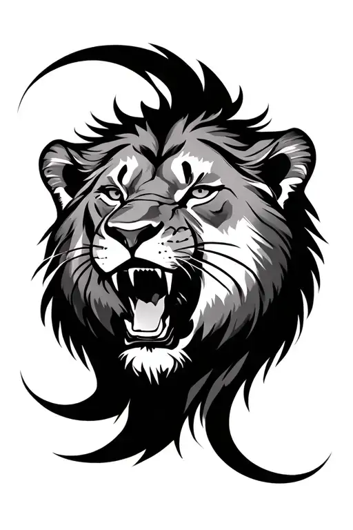 Roaring Lioness Face Surrounded