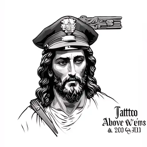 Jesus Christ Above A Policeman