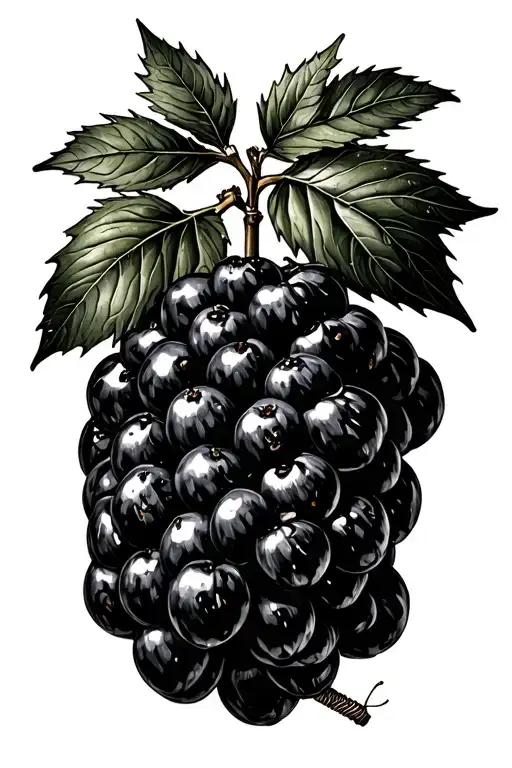 Blackberry With Leaves And Sewing Needle With Thread