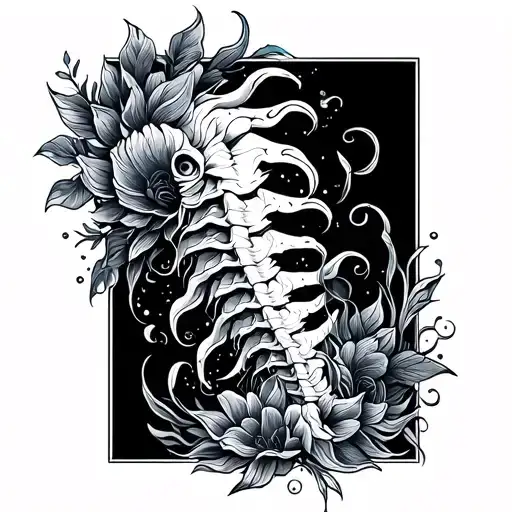 Boho Ocean Spine Tatto Design